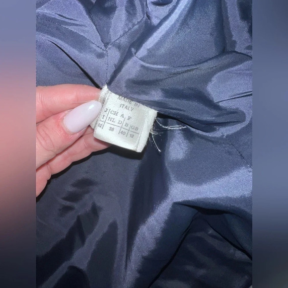 Vintage  | MaxMara | Navy Blue Wool/Leather Coat Made in Italy | Size XL - Picture 7 of 9